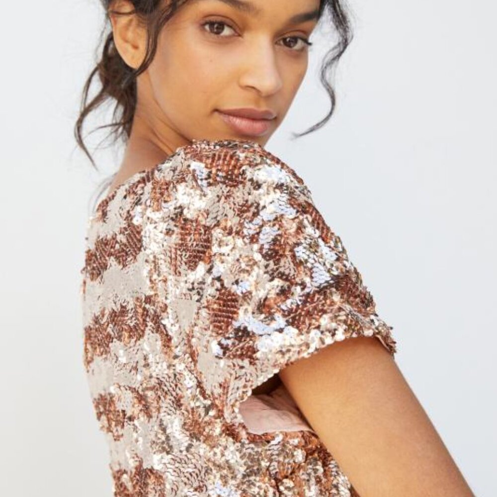 NWT ANTHROPOLOGIE Maeve Bernadette Sequined Tiered Showstopper Midi Dress M - Picture 2 of 12